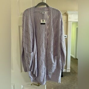 Michelle Mae Lavender Open Knit Cardigan
